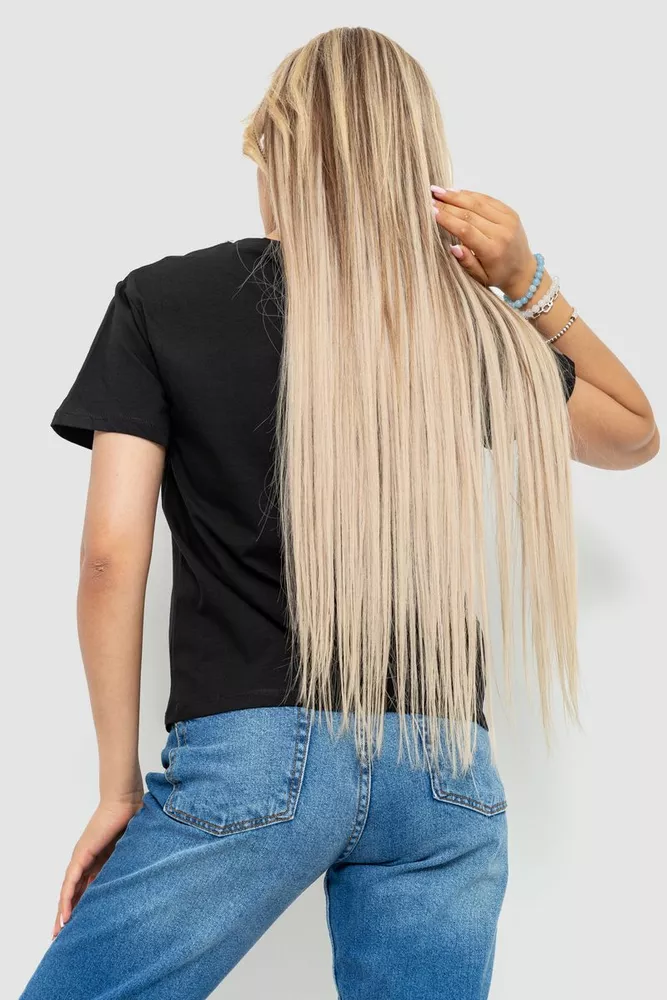 Купити Футболка жіноча з принтом, колір чорний, 221R3009 - Фото №4