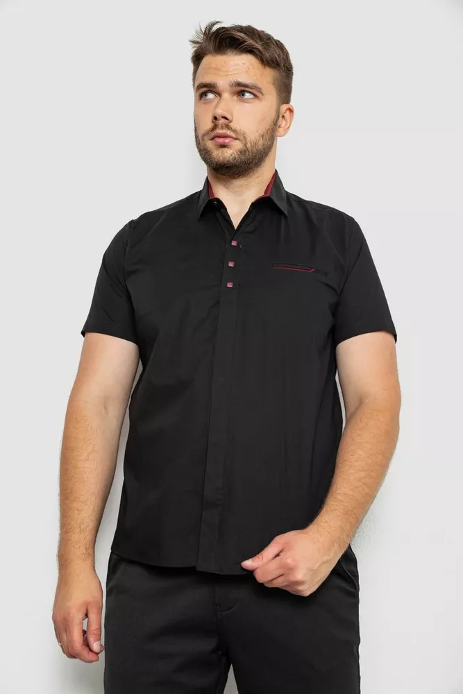 Купити Сорочка чоловіча, колір чорний, 186R7326-1 оптом - Фото №1