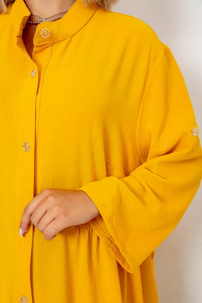 Купити Сукня-сорочка тканина жатка, колір темно-жовтий, 102R5249 - Фото №4