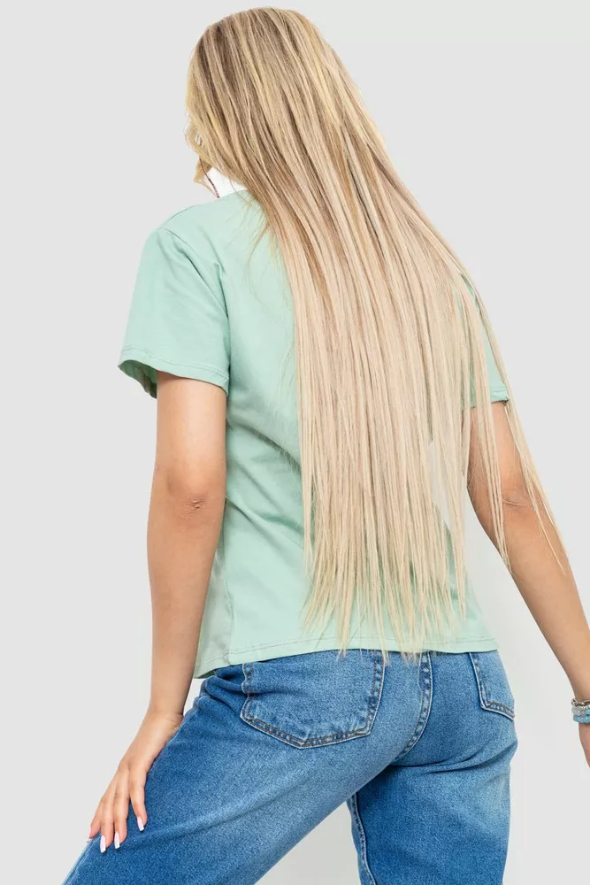 Купити Футболка жіноча з принтом, колір оливковий, 221R3009 - Фото №4
