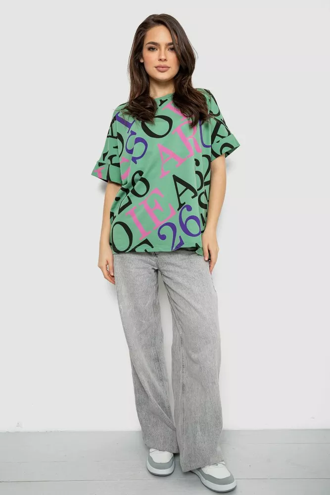 Купить Футболка женская с принтом, цвет оливковый, 244R4002-1 - Фото №2