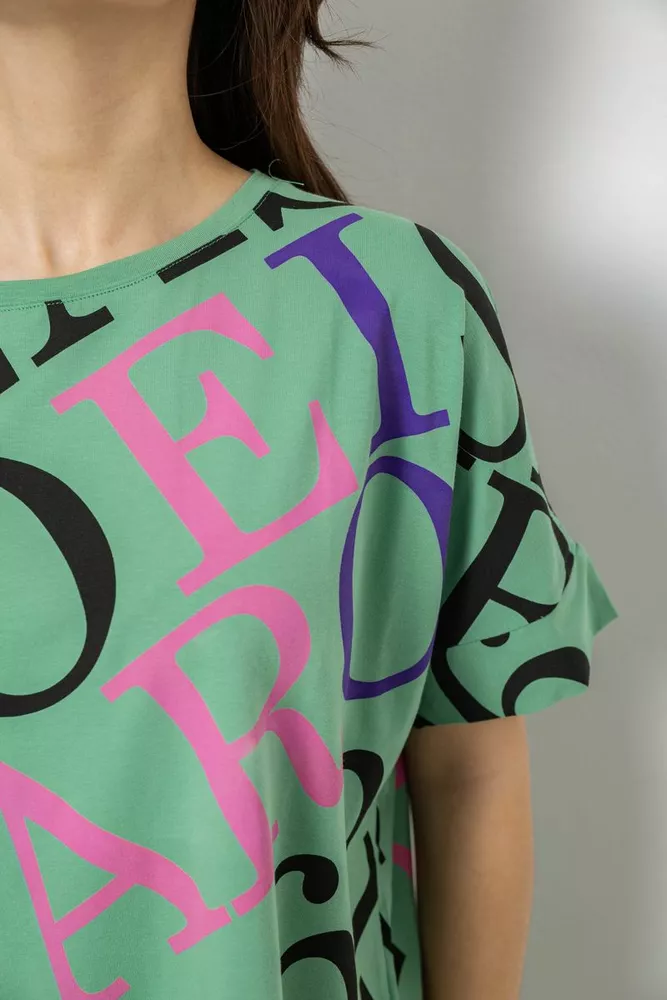 Купить Футболка женская с принтом, цвет оливковый, 244R4002-1 - Фото №5