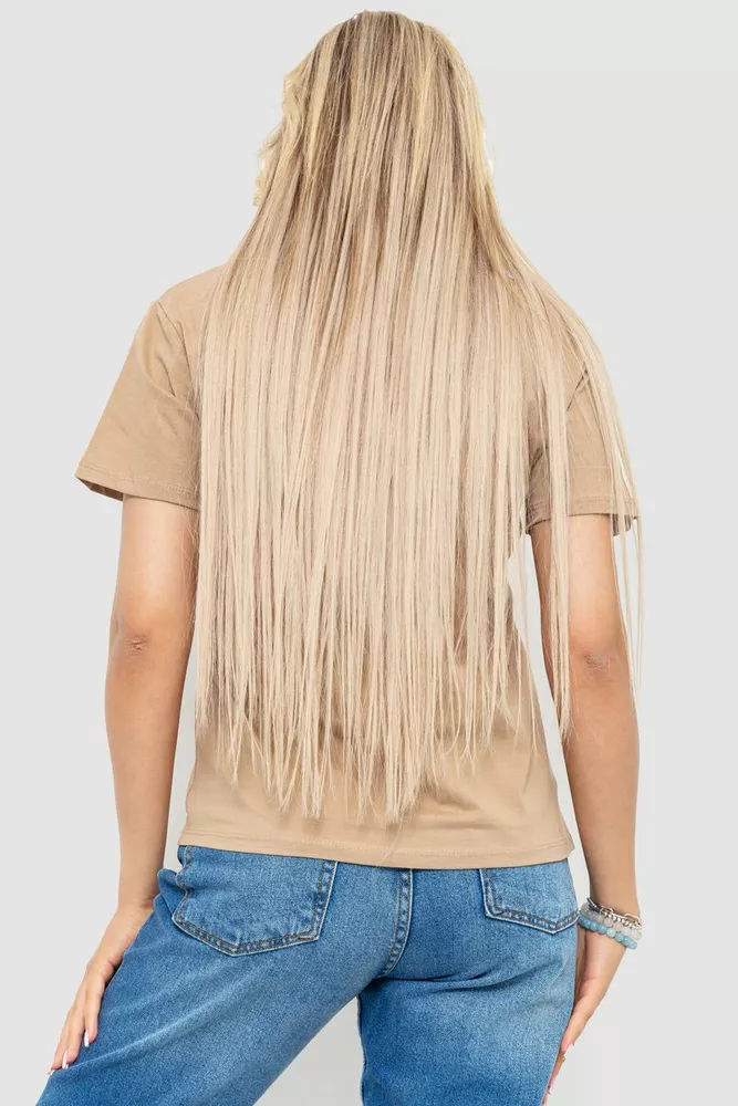 Купити Футболка жіноча з принтом, колір бежевий, 221R3009 - Фото №4
