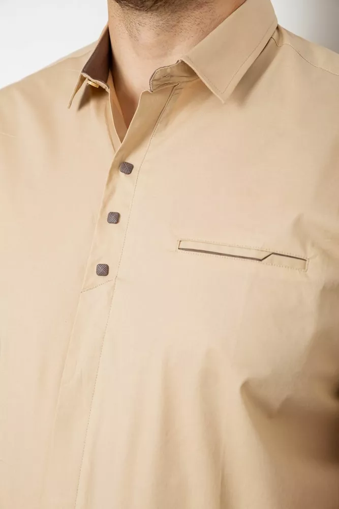 Купити Сорочка чоловіча, колір бежевий, 186R7326-1 - Фото №5
