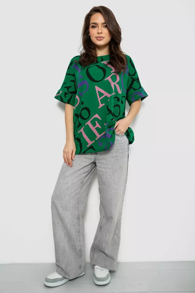 Купить Футболка женская с принтом, цвет зеленый, 244R4002-1 - Фото №2