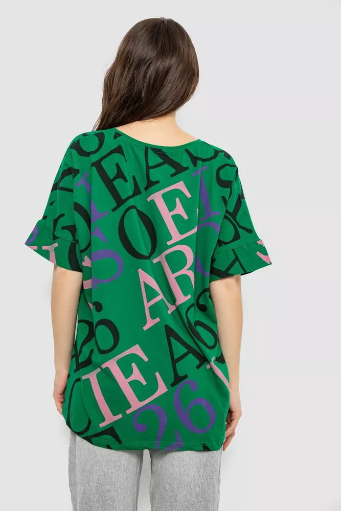Купить Футболка женская с принтом, цвет зеленый, 244R4002-1 - Фото №4