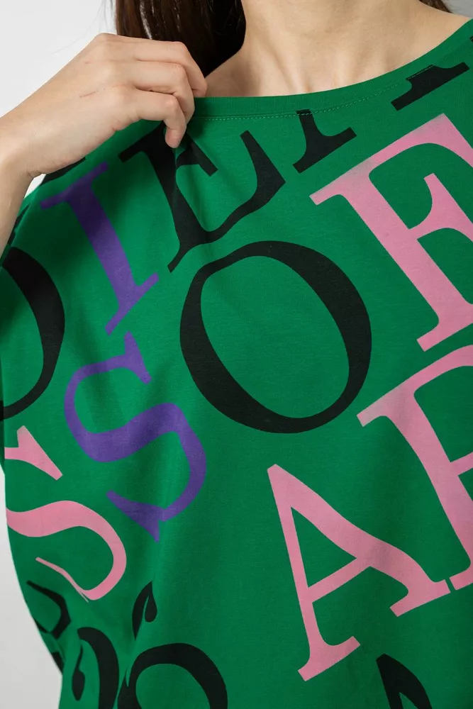 Купить Футболка женская с принтом, цвет зеленый, 244R4002-1 - Фото №5