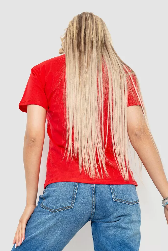 Купити Футболка жіноча з принтом, колір червоний, 221R3009 - Фото №4