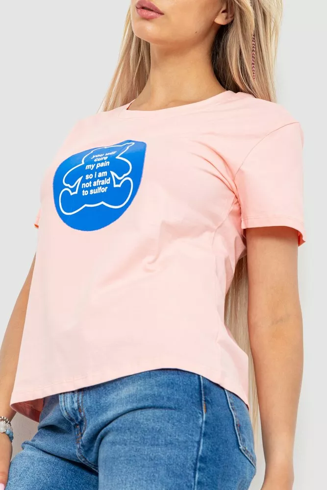 Купити Футболка жіноча з принтом, колір рожевий, 221R3009 оптом - Фото №3