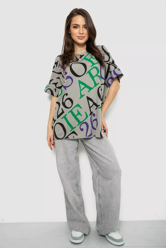 Купить Футболка женская с принтом, цвет серый, 244R4002-1 - Фото №2