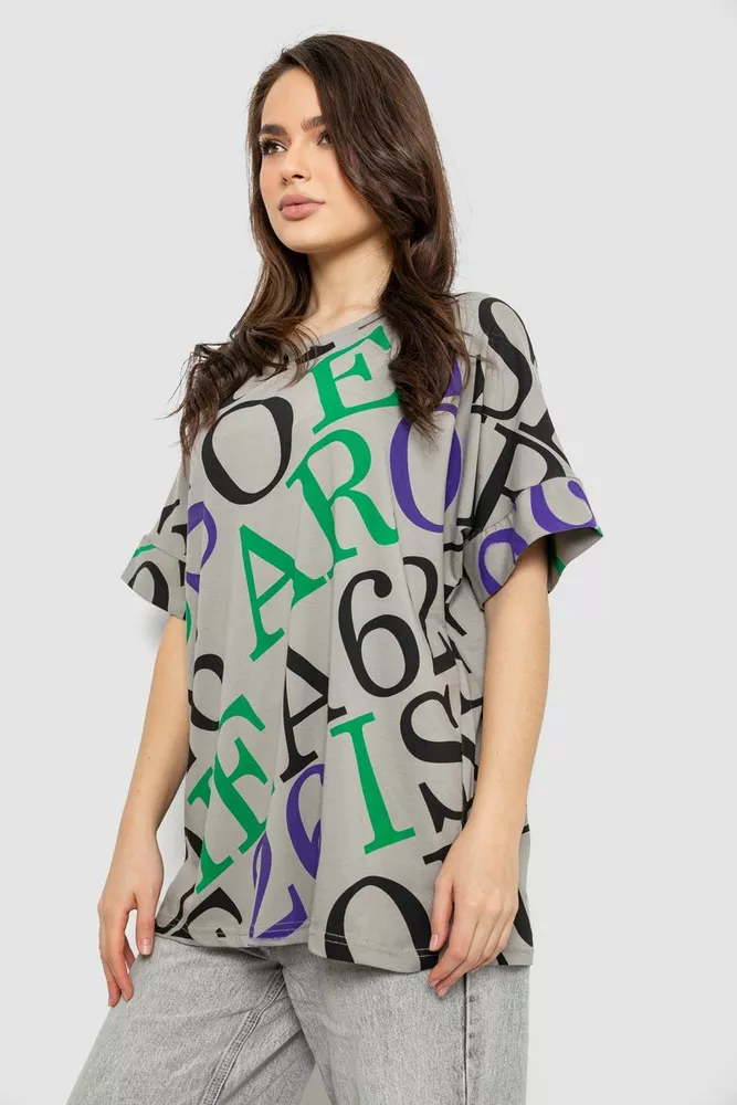 Купить Футболка женская с принтом, цвет серый, 244R4002-1 - Фото №3