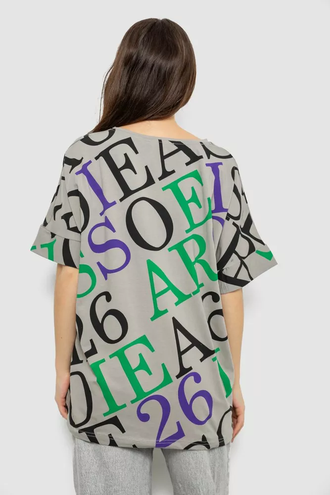 Купить Футболка женская с принтом, цвет серый, 244R4002-1 - Фото №4