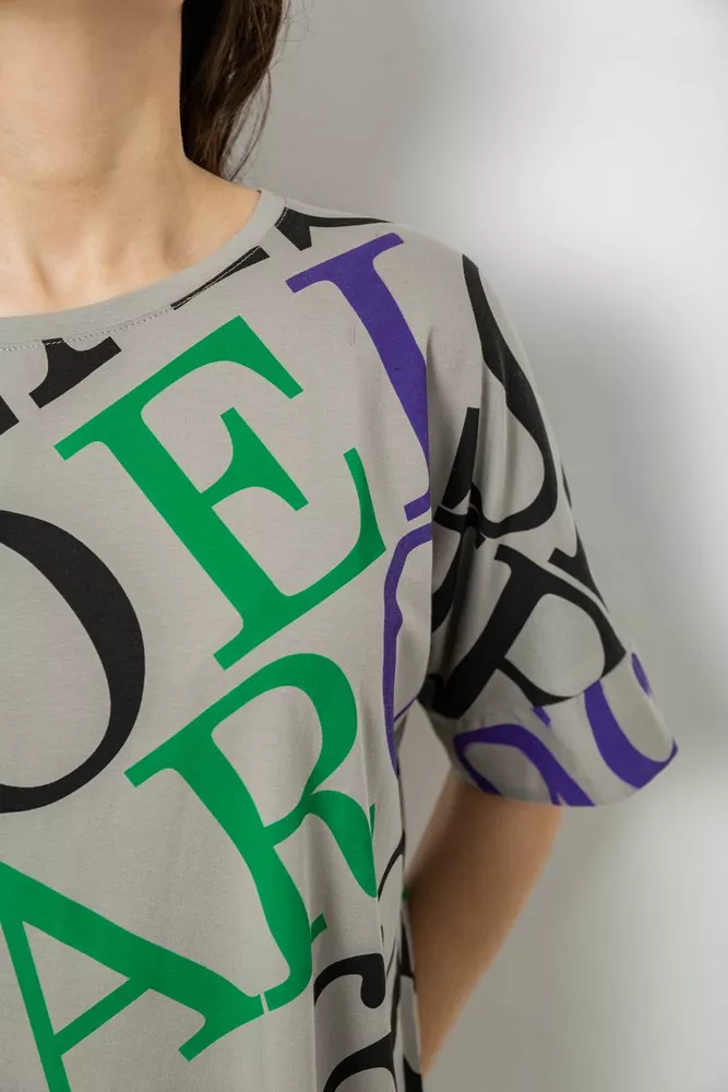 Купить Футболка женская с принтом, цвет серый, 244R4002-1 - Фото №5