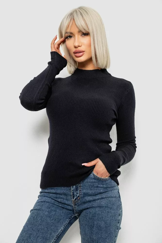 Купить Кофта женская однотонная базовая, цвет черный, 244R2032 - Фото №1