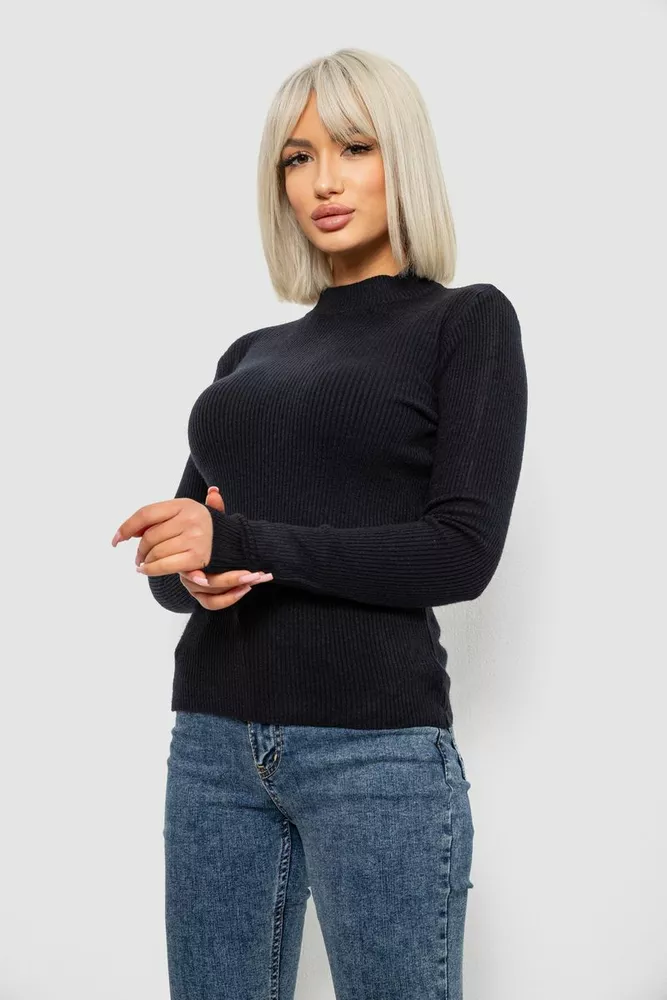 Купить Кофта женская однотонная базовая, цвет черный, 244R2032 - Фото №3