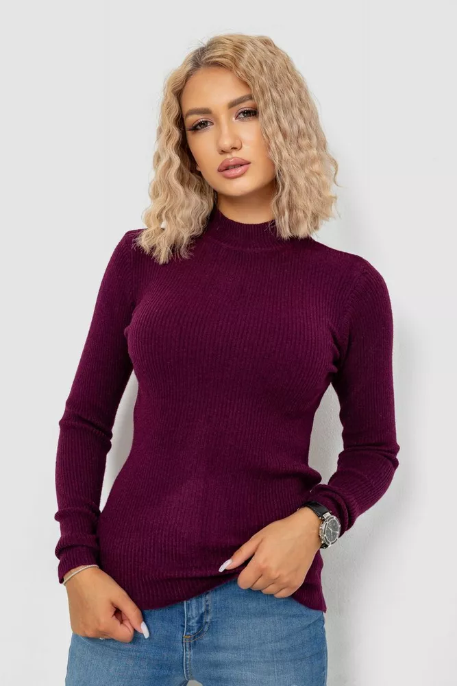 Купити Кофта жіноча однотонна базова, колір сливовий, 244R2032 оптом - Фото №1