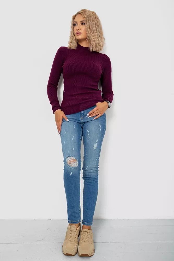 Купити Кофта жіноча однотонна базова, колір сливовий, 244R2032 оптом - Фото №2