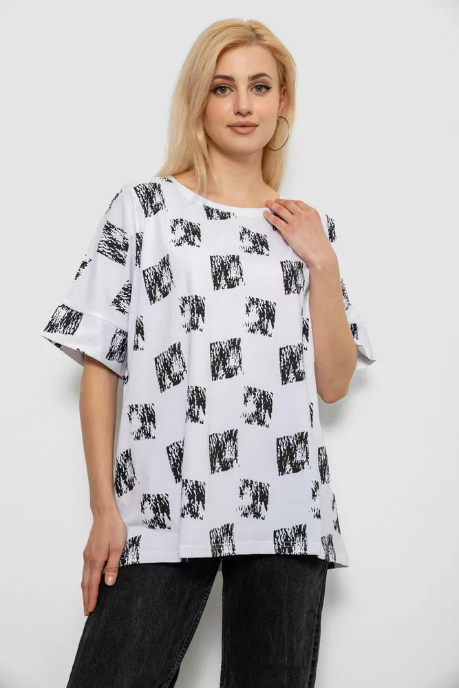 Купити Футболка жіноча з принтом, колір білий, 244R4015 - Фото №1