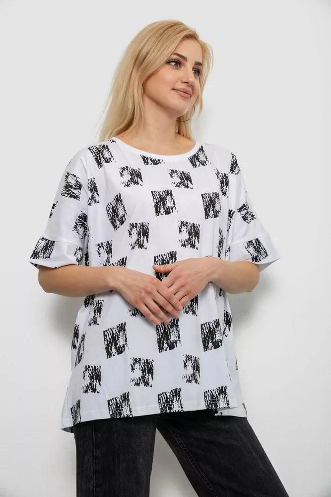 Купити Футболка жіноча з принтом, колір білий, 244R4015 - Фото №3