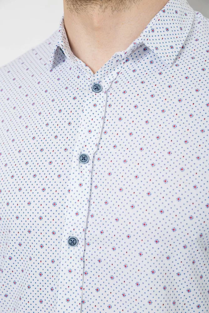 Купити Сорочка чоловіча однотонна з принтом, колір білий, 186R6918-2 - Фото №5