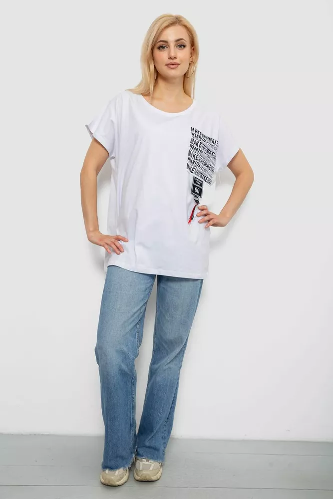 Купити Футболка жіноча з принтом, колір білий, 244R2412 - Фото №2