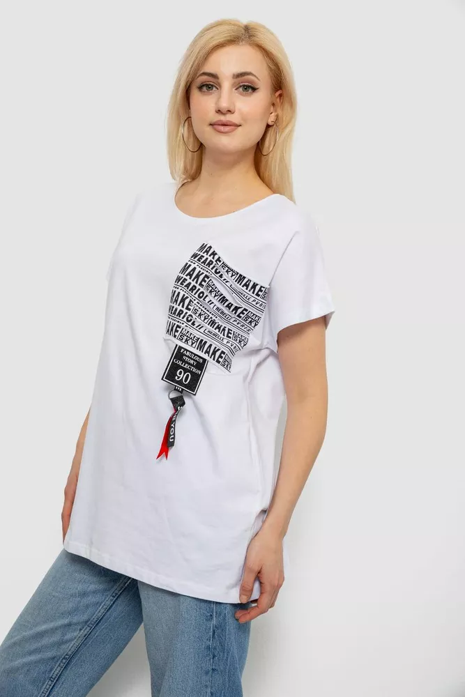 Купити Футболка жіноча з принтом, колір білий, 244R2412 - Фото №3