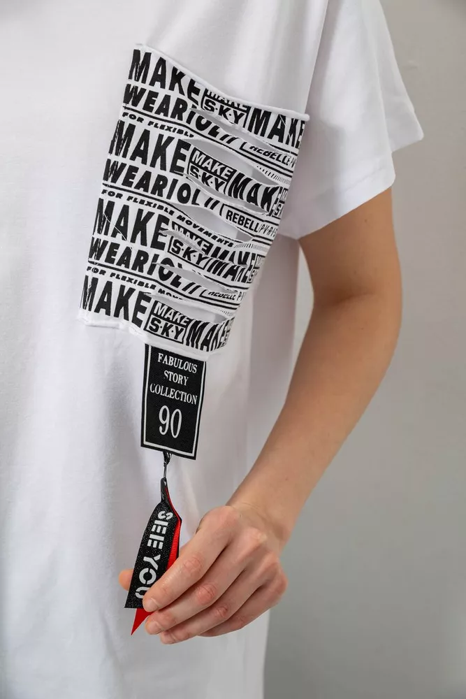 Купити Футболка жіноча з принтом, колір білий, 244R2412 - Фото №5