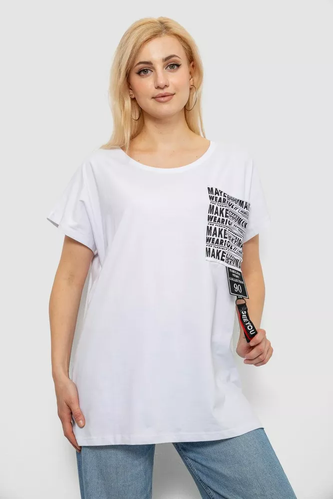Купити Футболка жіноча з принтом, колір білий, 244R2412 - Фото №1