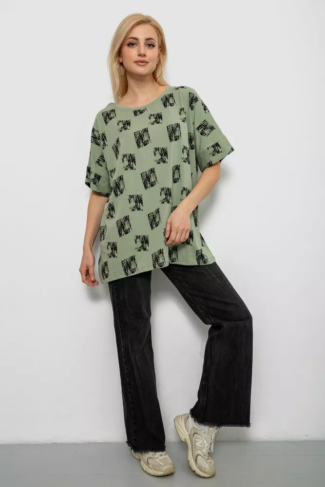 Купить Футболка женская с принтом, цвет оливковый, 244R4015 - Фото №2
