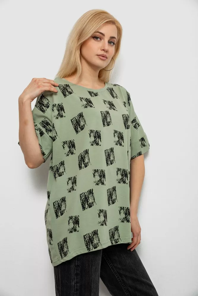 Купить Футболка женская с принтом, цвет оливковый, 244R4015 - Фото №3