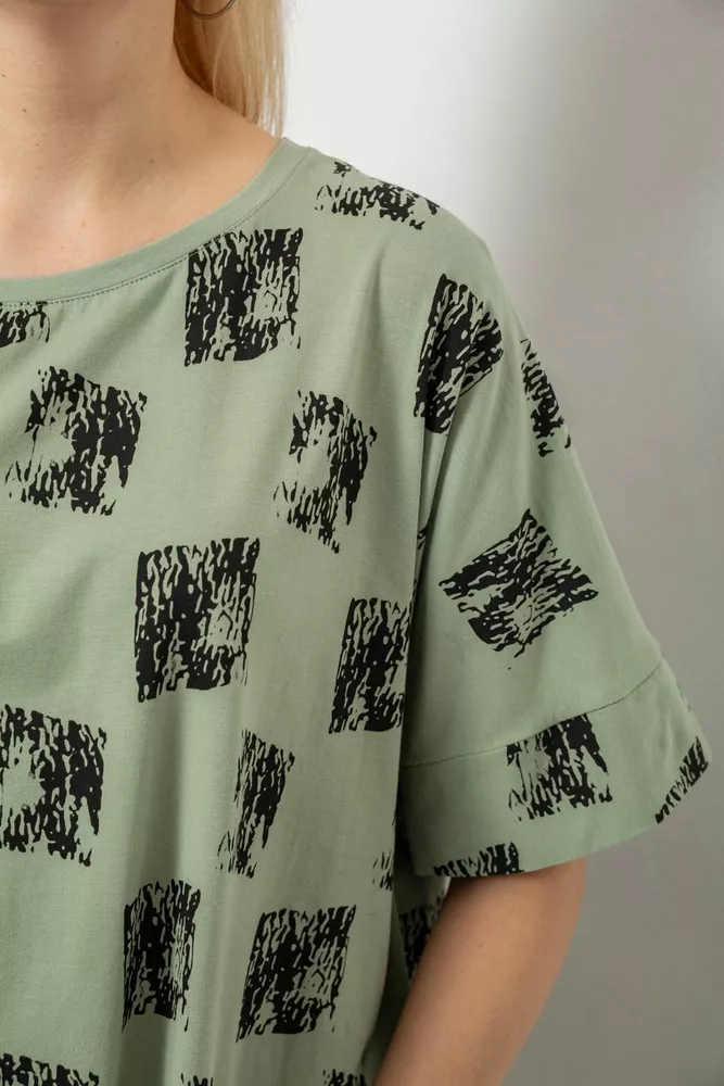 Купить Футболка женская с принтом, цвет оливковый, 244R4015 - Фото №5