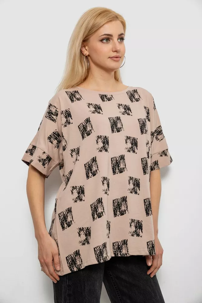 Купить Футболка женская с принтом, цвет бежевый, 244R4015 - Фото №3