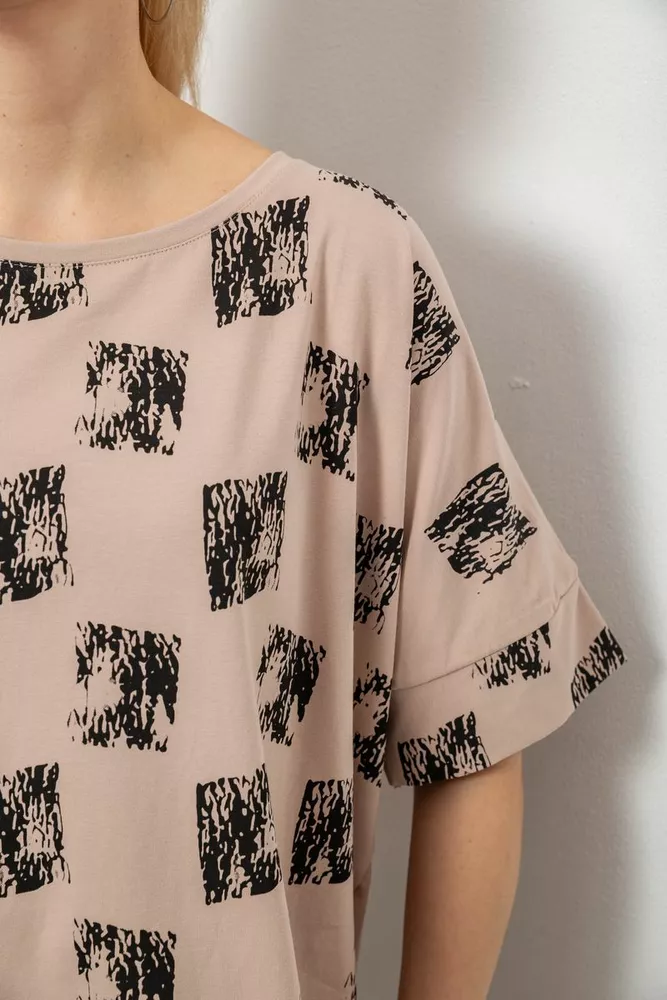 Купить Футболка женская с принтом, цвет бежевый, 244R4015 - Фото №5
