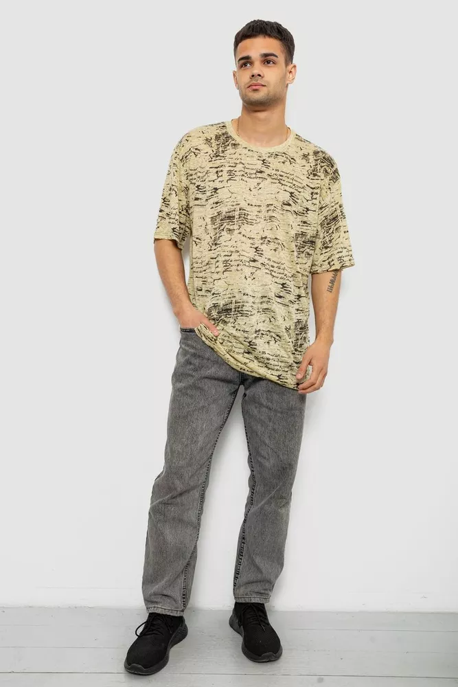 Купить Футболка мужская с принтом, цвет горчичный, 244R7036-1 - Фото №2