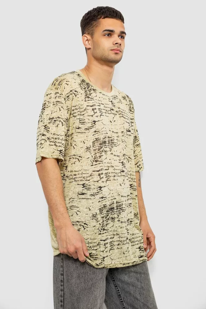 Купить Футболка мужская с принтом, цвет горчичный, 244R7036-1 - Фото №3