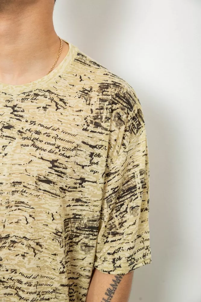 Купить Футболка мужская с принтом, цвет горчичный, 244R7036-1 - Фото №5