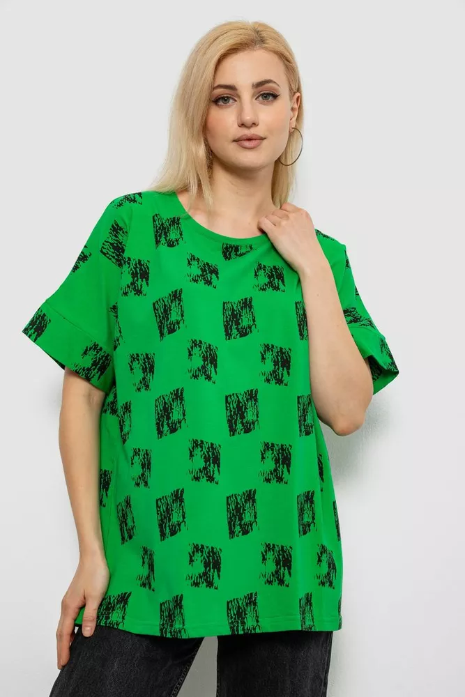 Купити Футболка жіноча з принтом, колір зелений, 244R4015 - Фото №1