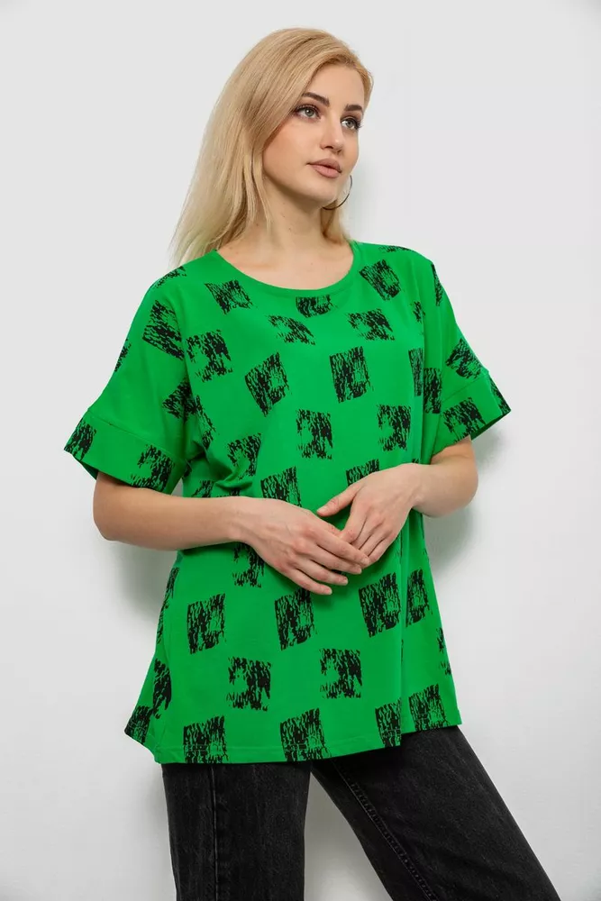 Купити Футболка жіноча з принтом, колір зелений, 244R4015 - Фото №3
