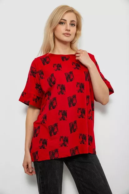 Футболка женская с принтом, цвет красный, 244R4015