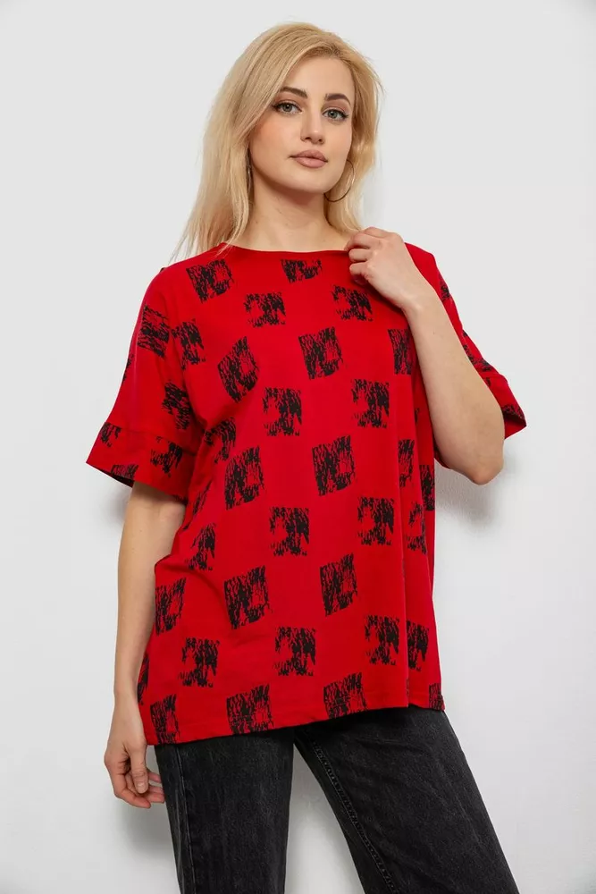 Купить Футболка женская с принтом, цвет красный, 244R4015 - Фото №1