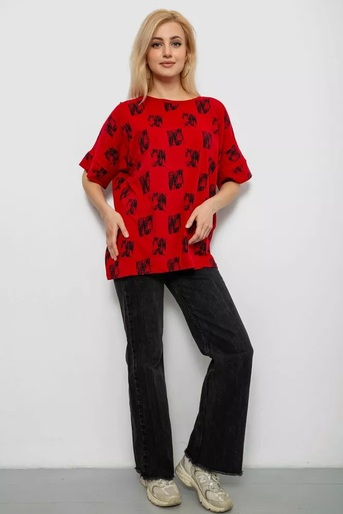 Купить Футболка женская с принтом, цвет красный, 244R4015 - Фото №2