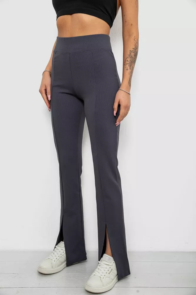 Купить Лосины женские однотонные в рубчик, цвет серый, 214R331 оптом - Фото №2