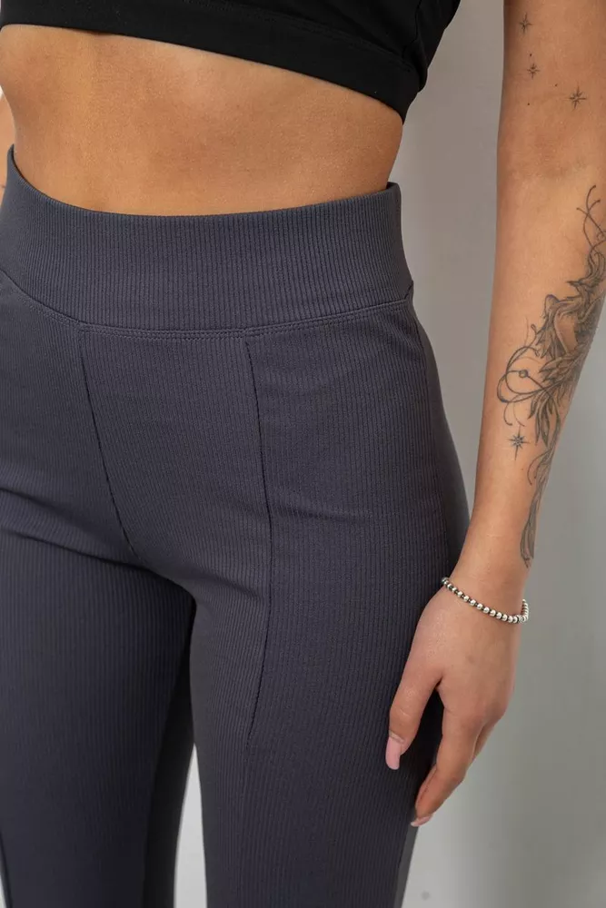 Купить Лосины женские однотонные в рубчик, цвет серый, 214R331 оптом - Фото №4