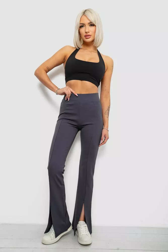 Купить Лосины женские однотонные в рубчик, цвет серый, 214R331 оптом - Фото №5