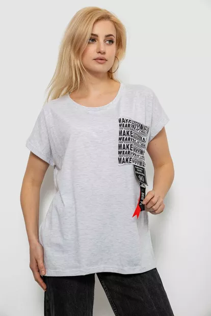 Футболка жіноча з принтом, колір сірий, 244R2412