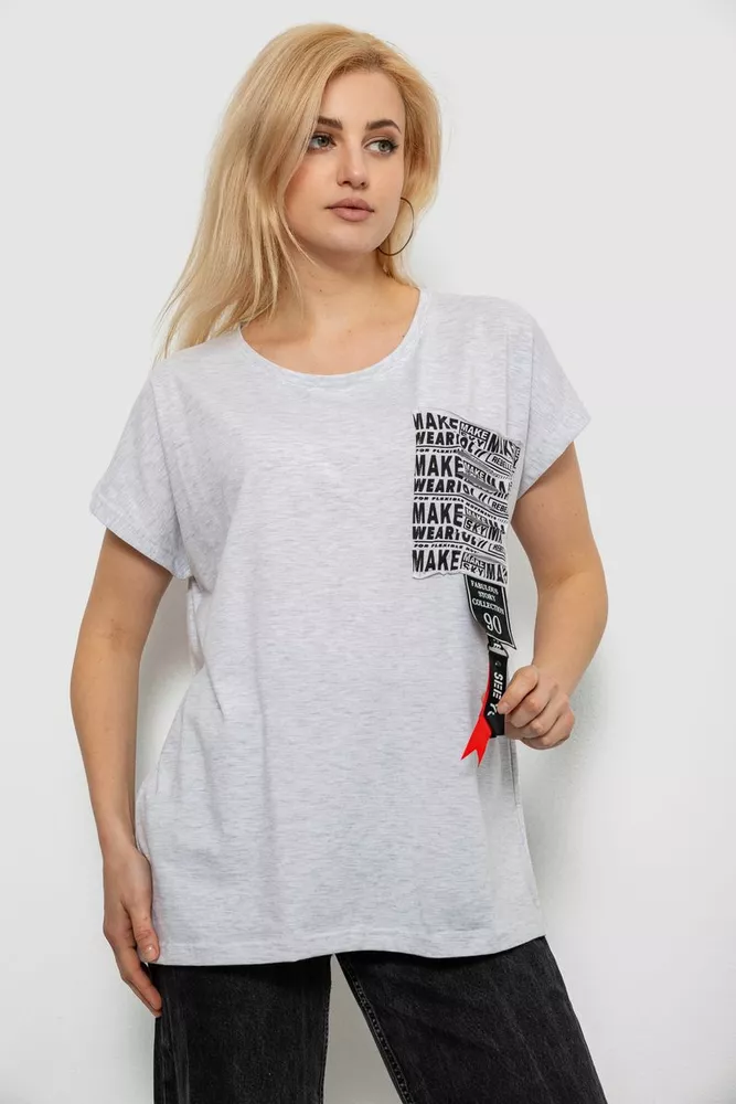 Купить Футболка женская с принтом, цвет серый, 244R2412 - Фото №1