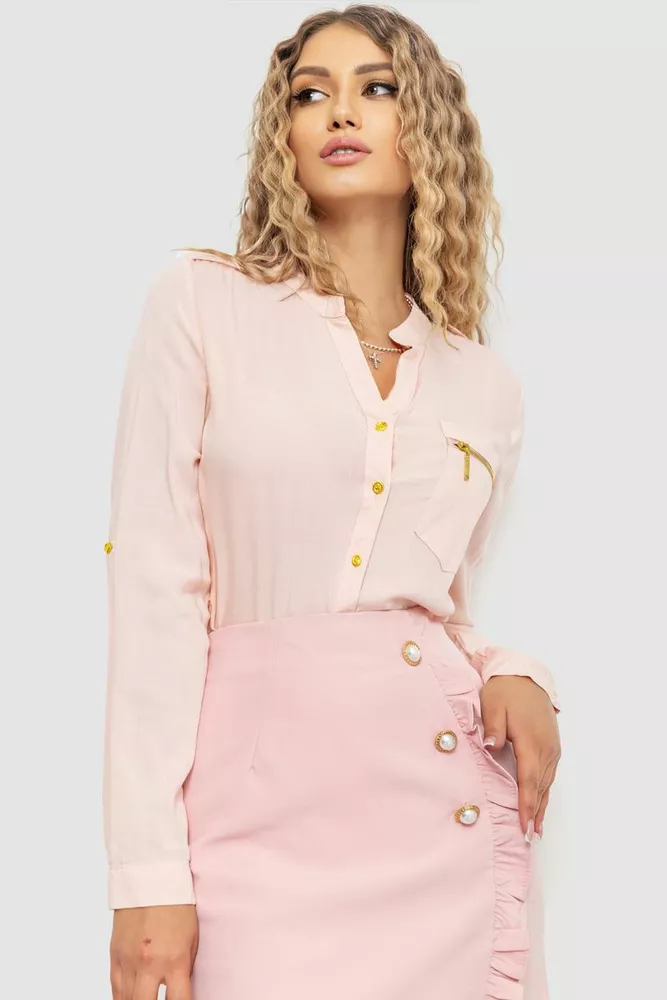 Купити Сорочка жіноча однотонна, колір персиковий, 235R3623 - Фото №1