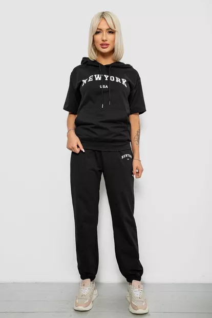 Костюм жіночий повсякденний однотонний, колір чорний, 221R105