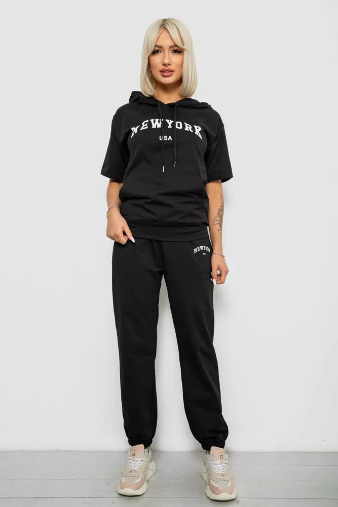 Купить Костюм женский повседневный однотонный, цвет черный, 221R105 - Фото №1