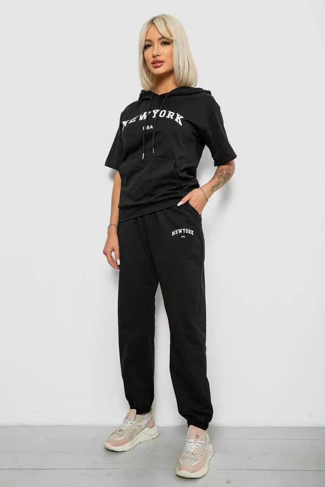 Купить Костюм женский повседневный однотонный, цвет черный, 221R105 - Фото №3